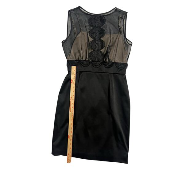 Max and Cleo Black Sheer Satin Cocktail Mini Dress Sleeveless Size 8 Semi Formal - Picture 11 of 12